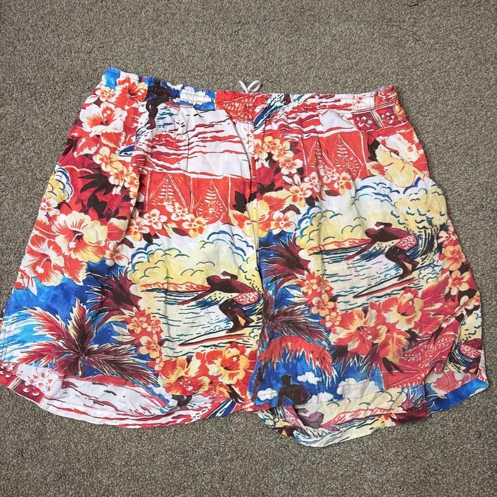 Vintage Multi-colored Hawaiian print sleep shorts